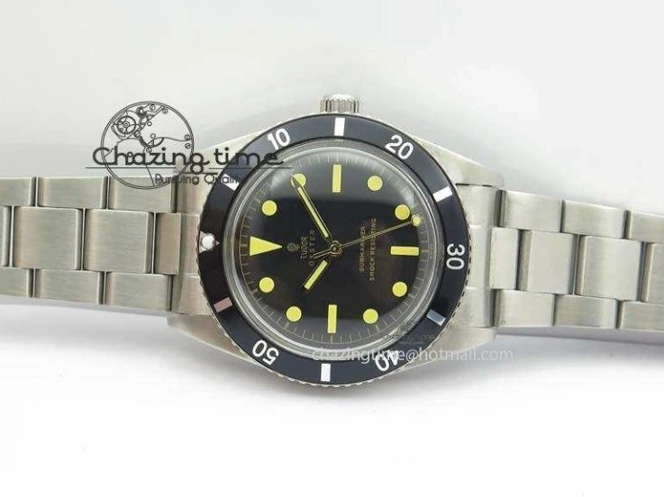 0127 Vintage Oyster Submariner No Date SS Black Dial On SS Bracelet A AllSeason 3851
